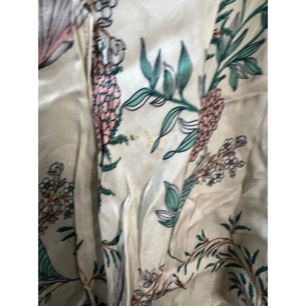 ZARA Silk Floral Detail‎ Bird Pattern Kimono Cream Small - Picture 6 of 6